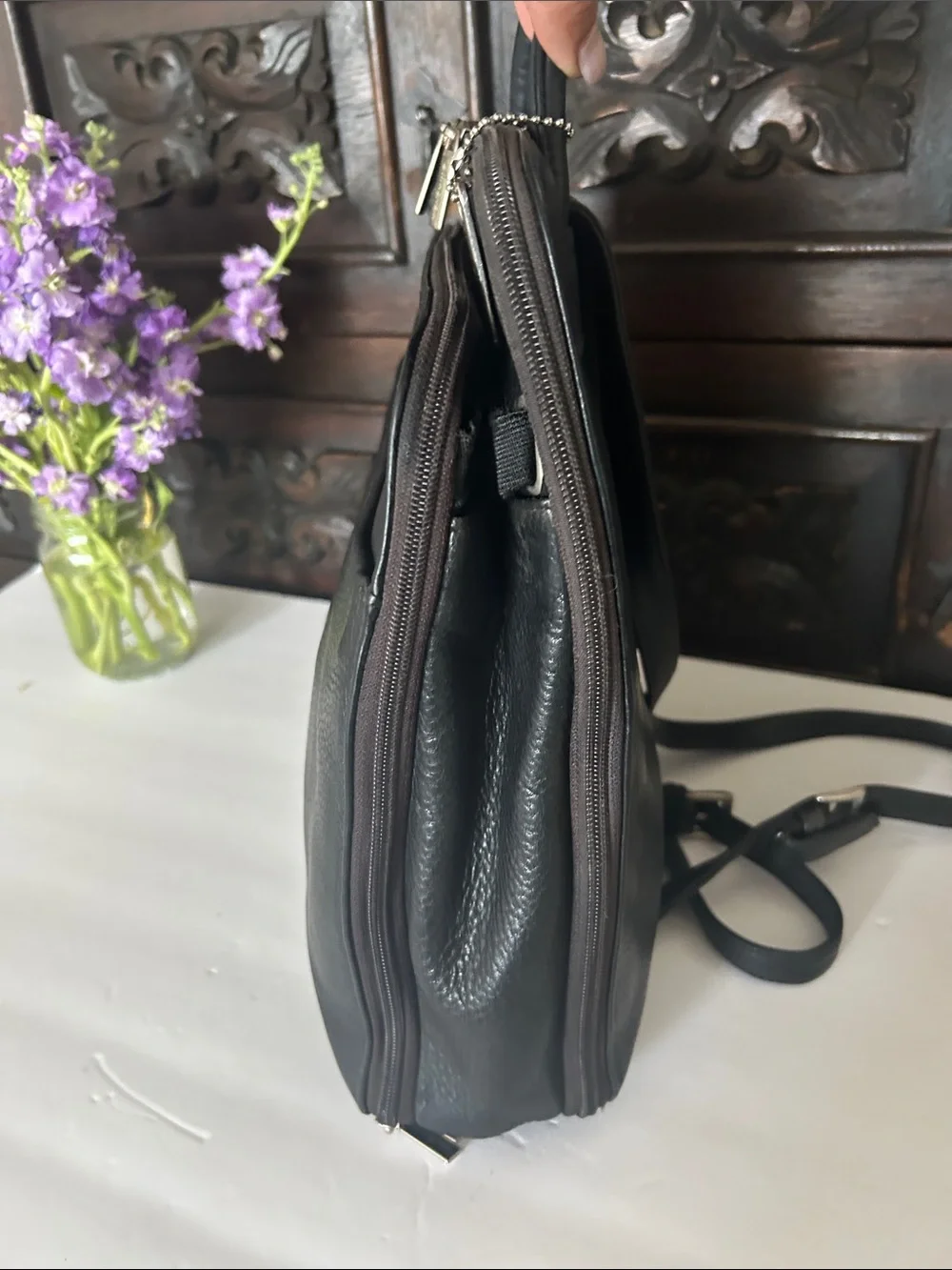 Ellington Black Leather Men's Backpack